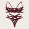Harness Appliques Hollow Out Lenceria Sexy Women Intimates Black Thongs V-String Transparent Female Underwear Bra Set