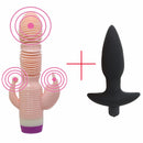 YEMA 2/PCS Set Muti-Speed Vibrator Dildo G Spot Clitoral Stimulate&Black Anal plug Prostata Massager Sex toys for Woman Men