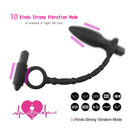 YEMA 10 Modes Vibration Penis Ring Double Vibrator Anal Plug Silicone Cock Rings Butt Plug Adult Sex Toys for Men