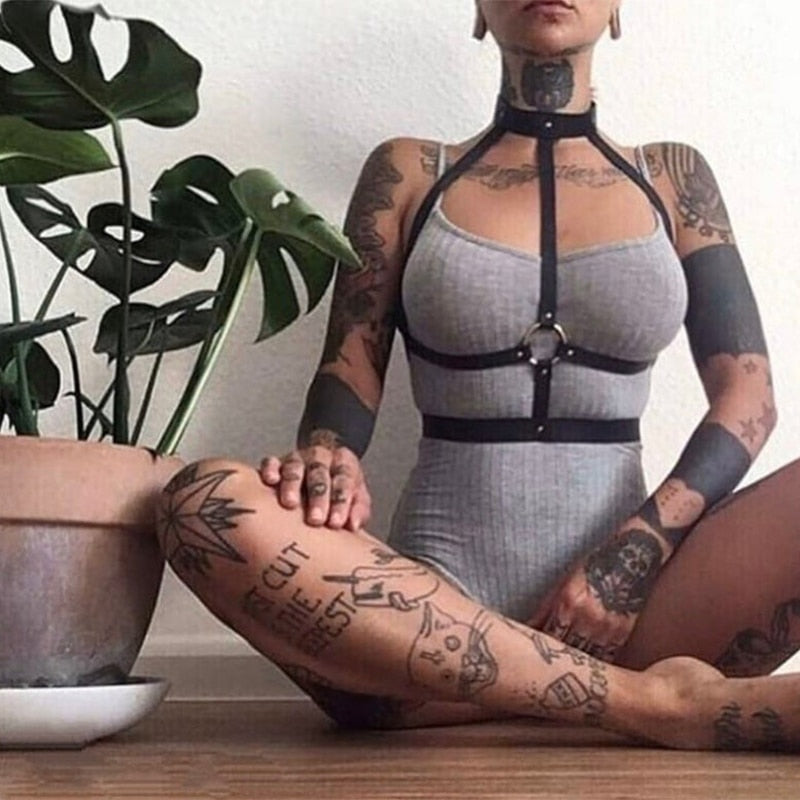 UYEE Bondage Harness Woman Garter Stocking Belt Gothic Body Sexy Lingerie Seks Leather Waist To Leg Harness Thigh Garters Belt