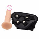 YEMA Black Strapon with 7.28 inch Beige Dildo Realistic Penis Strap on Sex toys for Women Lesbian Couples Adult Sex Games