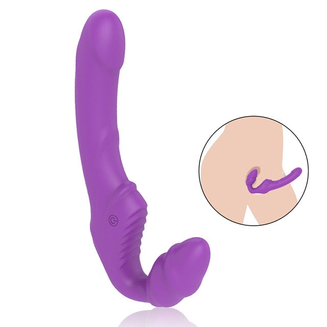 adults Strapless strapon dildo Vibrator Women 9 Speed Double Vibrating Lesbian G Spot Silicone Adult Sex Toys for Female Couple