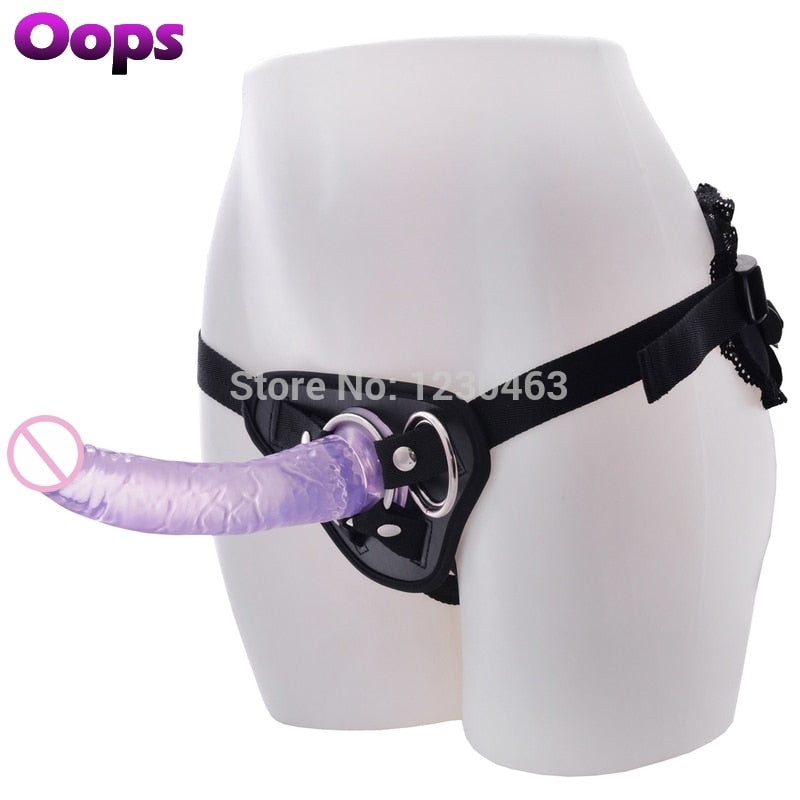 Strap On Harness Strapon Realistic Dildo Toys with Metal Rings for Lesbian Adult Women's Dildos Sex Toys