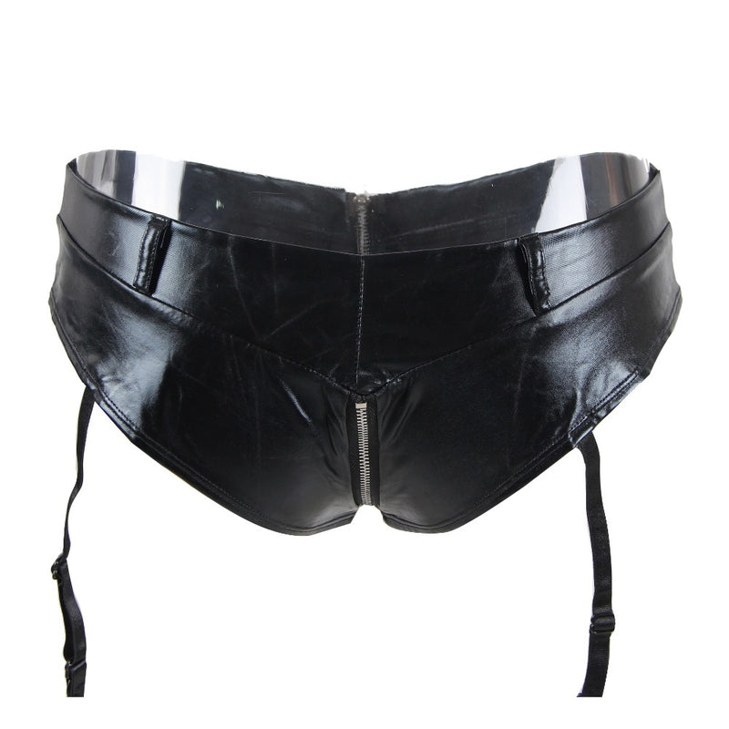 M 3XL Garters For Women Faux Leather Porte Jarretelle Sexy Black Low Waist Garter Belt Stockings With Zipper Suspender PS5137