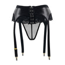 Suspenders Women Sexy Garter Belt For Stocking Faux Leather Black High Waist Lace Stitching Porte Jarretelle Femme PS5151